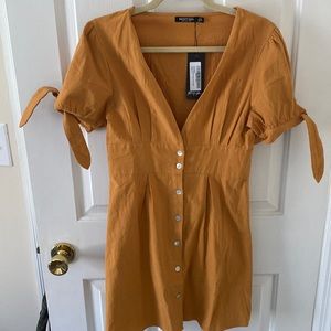 Nasty Gal NWT mustard button down dress